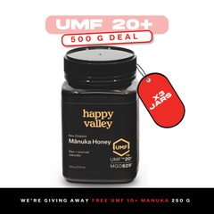 UMF 20+ Manuka Honey 3x500g + Free UMF 10+ 250g