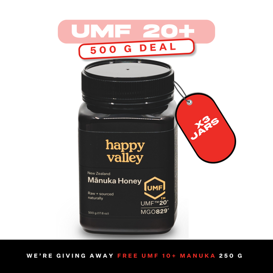 UMF 20+ Manuka Honey 3x500g + Free UMF 10+ 250g