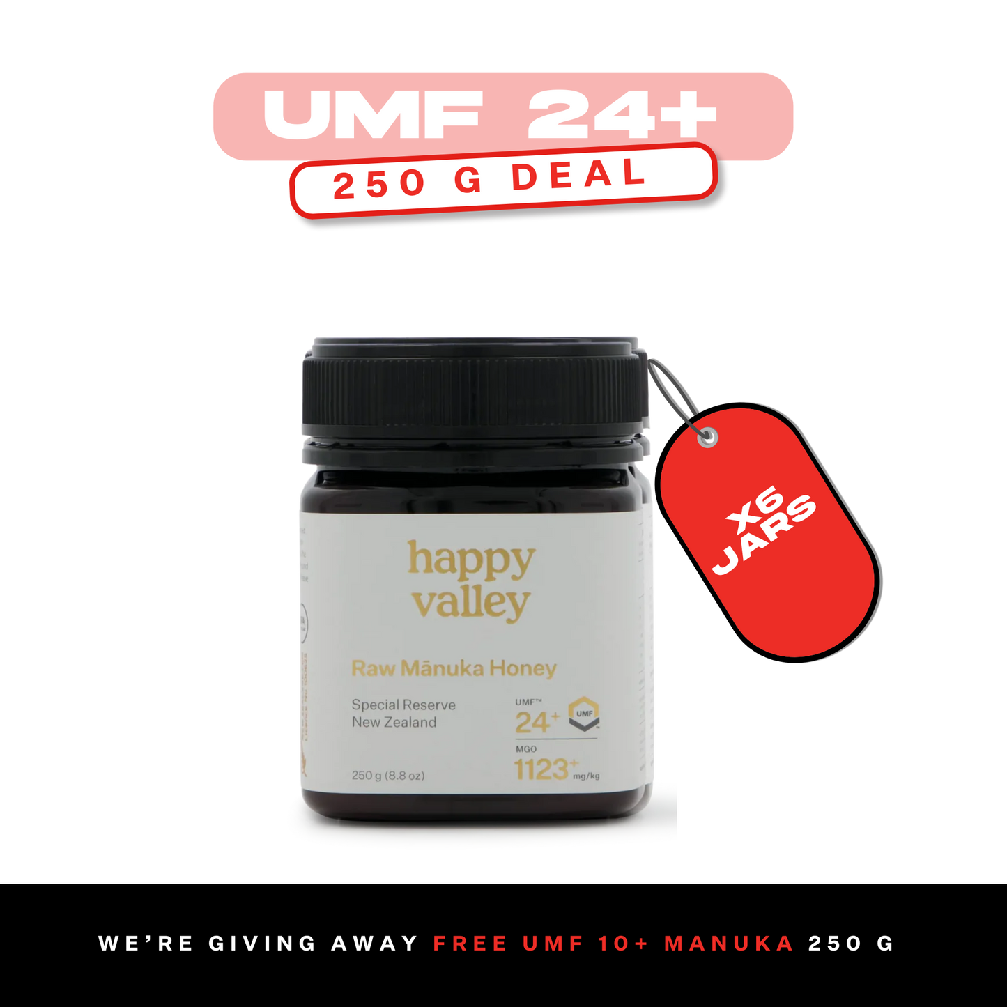 UMF 24+ Manuka Honey 6x250g + Free UMF 10+ 250g