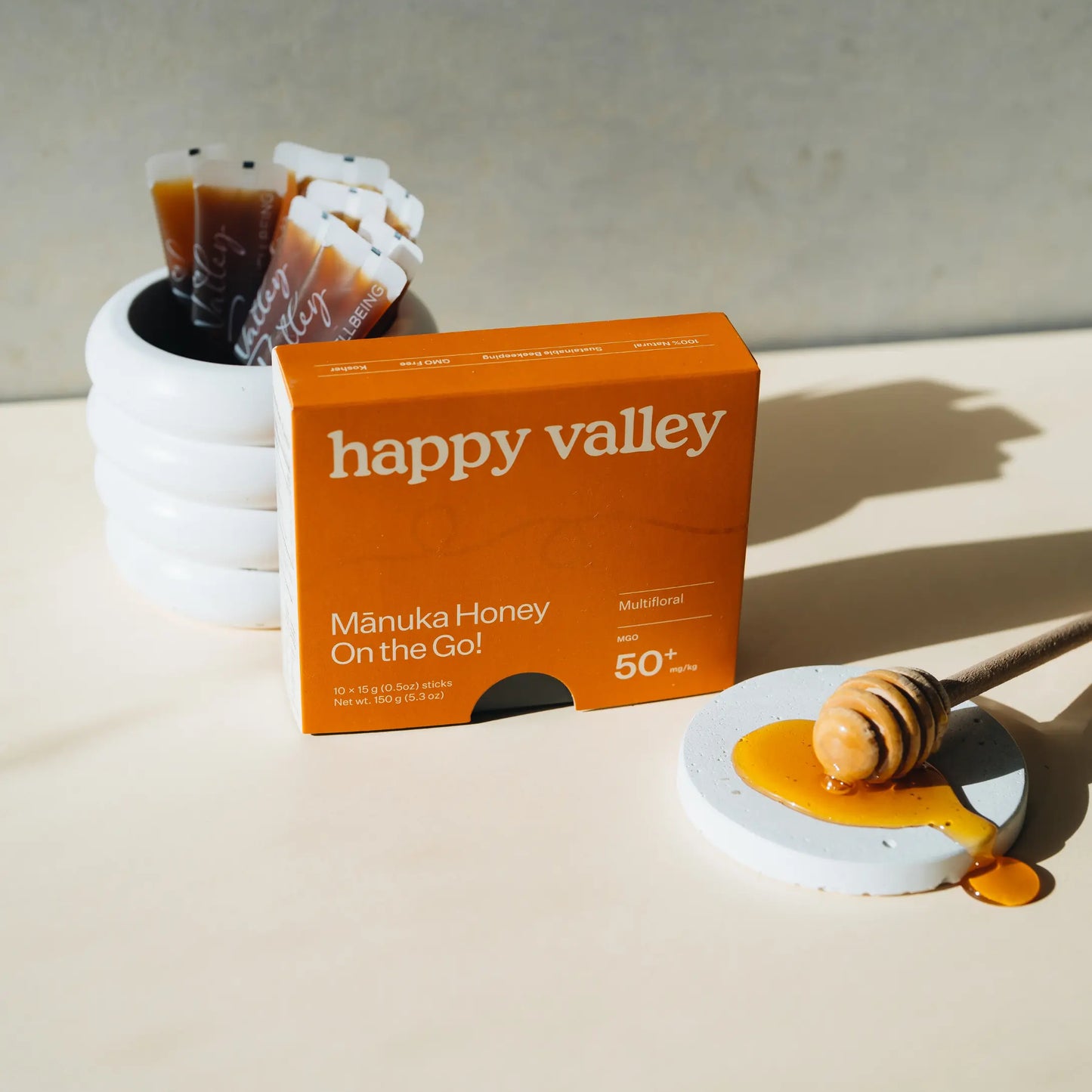 Honey Packets - On the Go Multifloral Manuka MGO 50+ Manuka Honey Sticks Happy Valley Honey