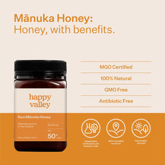 MGO 50+ Multifloral Manuka Honey Happy Valley Honey
